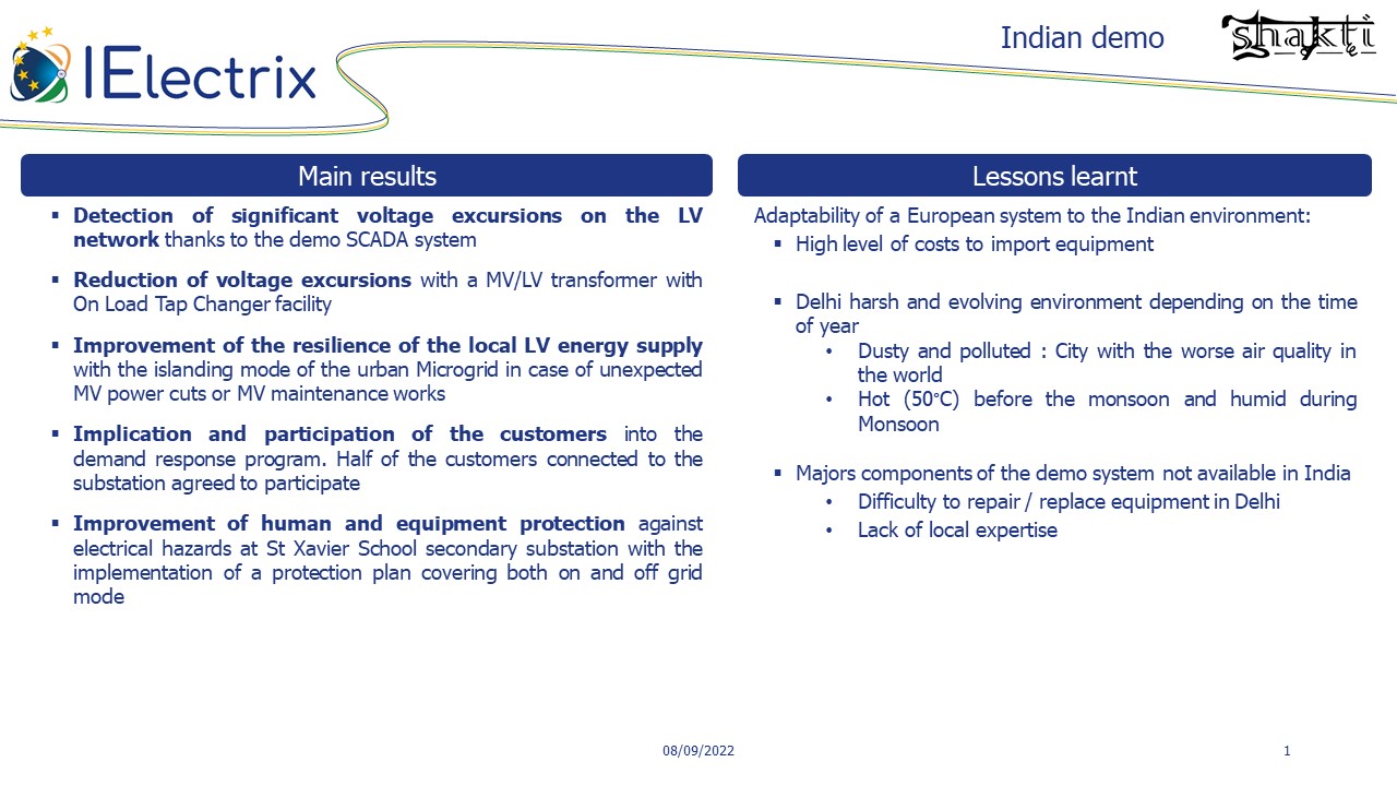 Indian Demo - Results and lessons learnt