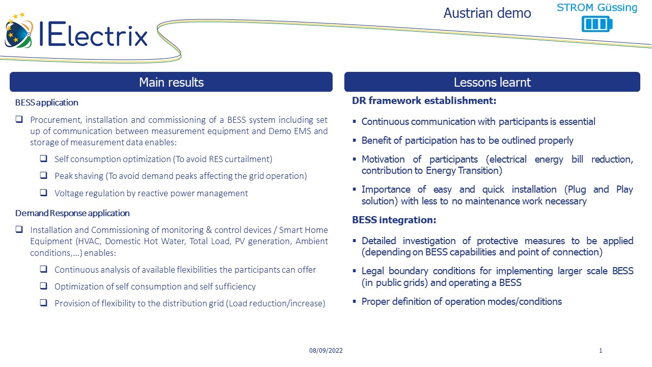 Austrian Demo - Results and lessons learnt